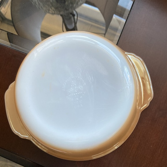 EUC! Vintage- Anchor Hocking Fire King Iridescent Peach Luster Baking Ovenware - Picture 9 of 10